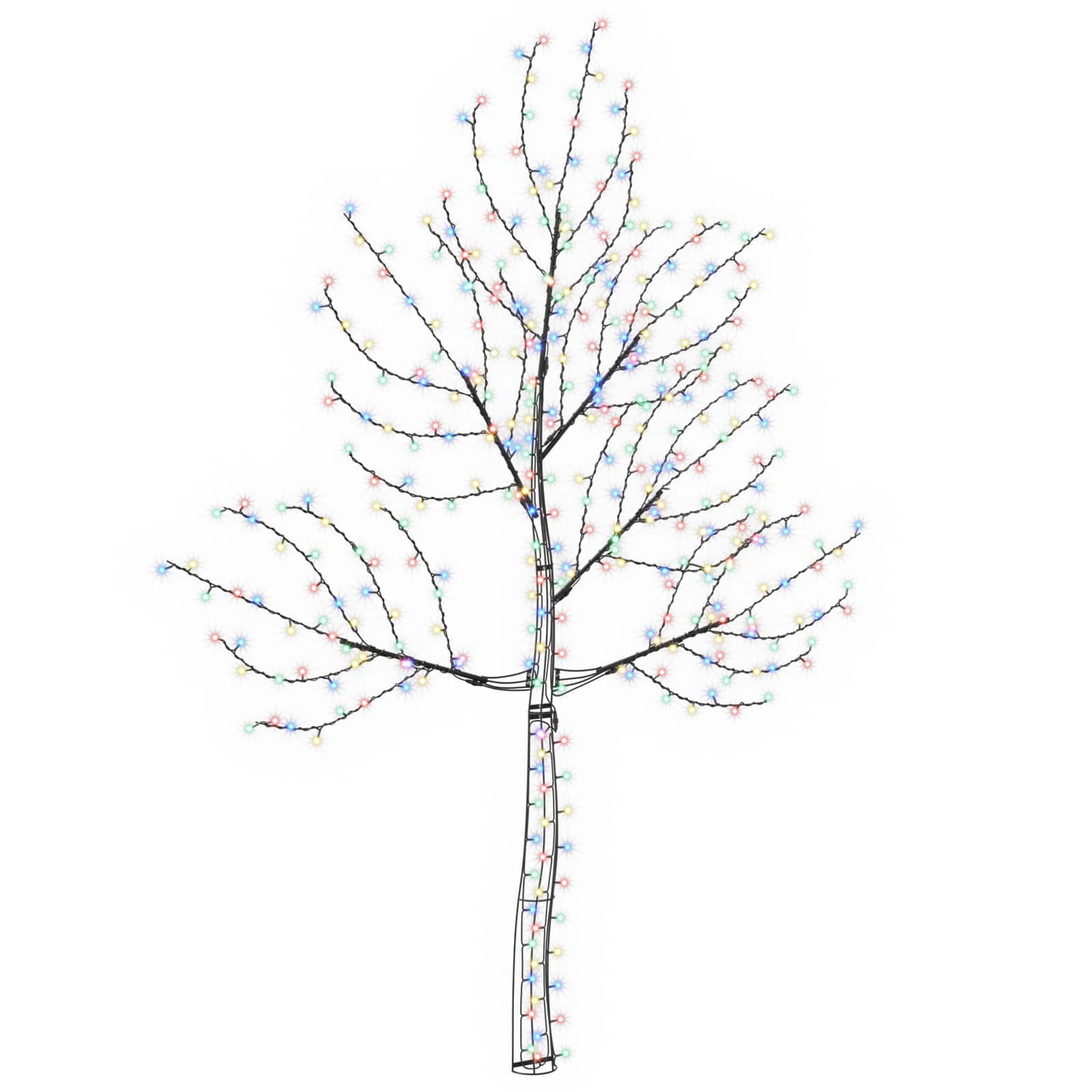 Led-wandweihnachtsbaum 210 Cm 312 Leds Mehrfarbig Stahl Schwarz Vidaxl