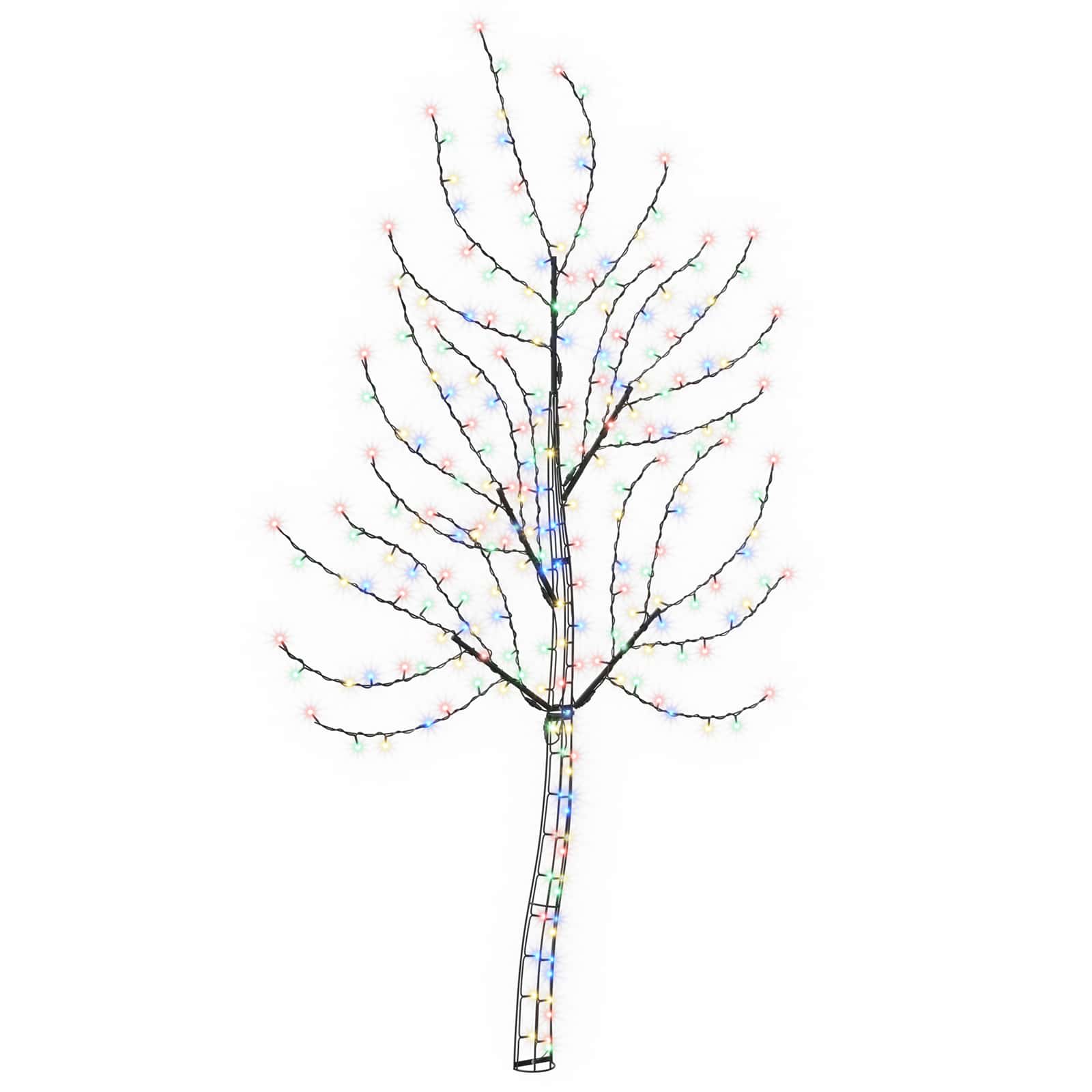 Led-wandweihnachtsbaum 150 Cm 140 Leds Mehrfarbig Stahl Schwarz Vidaxl