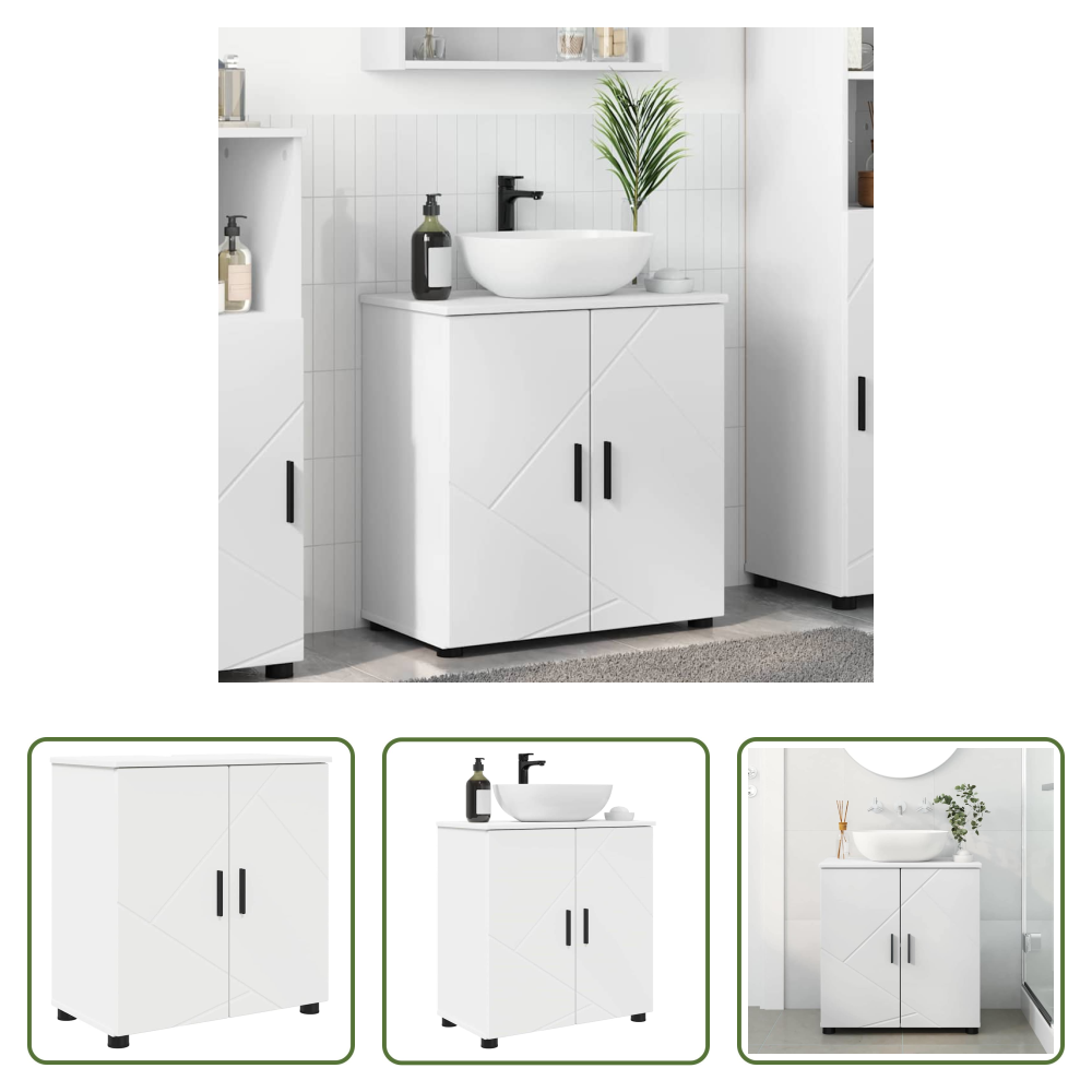 Vidaxl Metall - Badezimmerschrank Weiß 61 X 35 X 64 Cm Holzwerkstoff & Metall