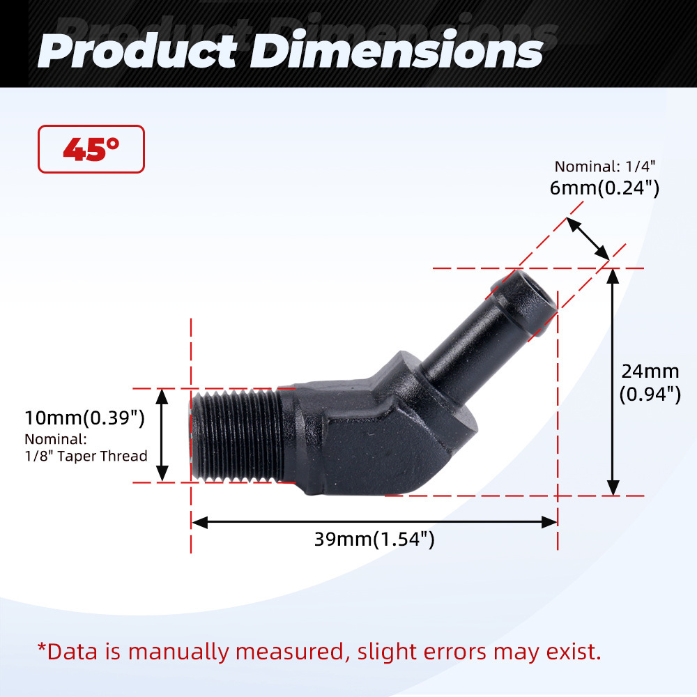 45°/90° Reduzieradapter Aus Aluminium Mit Nut Für Öl-/gasschläuche - 1/8-1/4-45°
