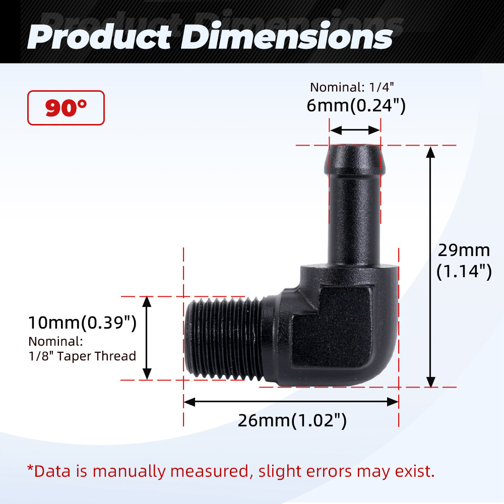 45°/90° Reduzieradapter Aus Aluminium Mit Nut Für Öl-/gasschläuche – 1/8-1/4-90°