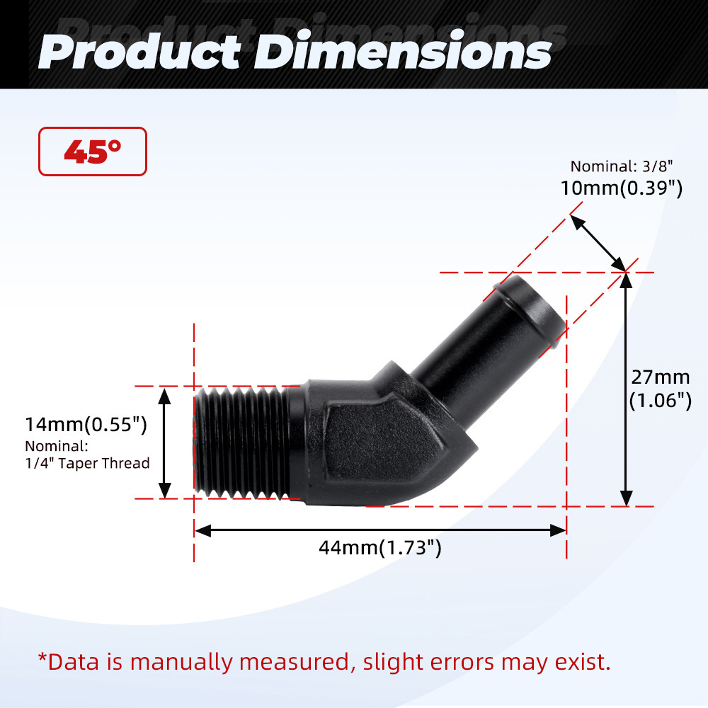 45°/90° Reduzieradapter Aus Aluminium Mit Steckverbindung Für Öl-/gasschläuche – 1/4-3/8-45°