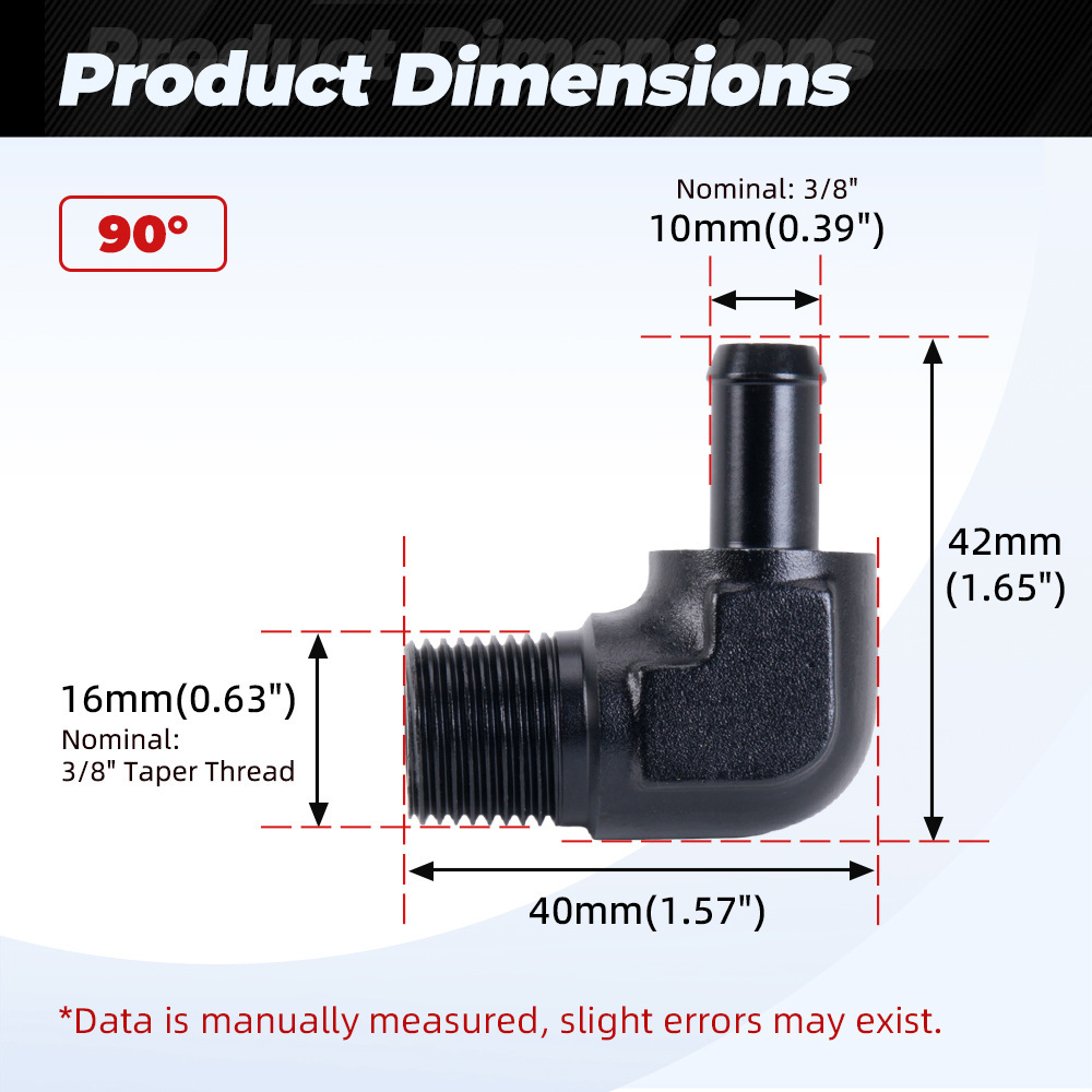45°/90° Reduzieradapter Aus Aluminium Mit Steckverbindung Für Öl-/gasschläuche - 3/8-3/8-90°