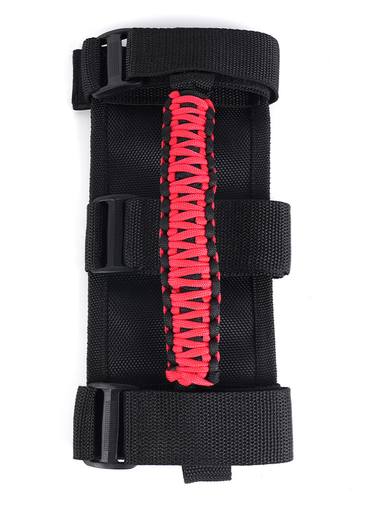 Fahrzeugmodifikationen, Angepasst An Jeep-innenraum-haltegriffe, Paracord, Wrangler-dachhaltegriffe, Gewebte Accessoires – Polyesterfaser – Rot