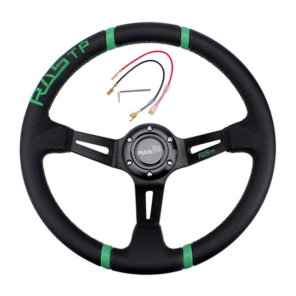 Rastp Custom-rennlenkrad, 35 Cm (14 Zoll), Handgenäht – [ras-logo] Grün