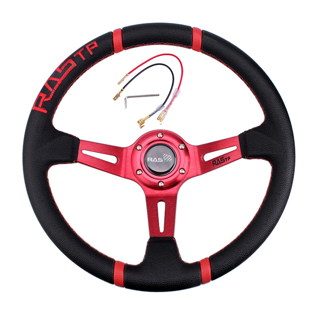Rastp Custom-rennlenkrad, 35 Cm (14 Zoll), Handgenäht – [ras-logo] Rot
