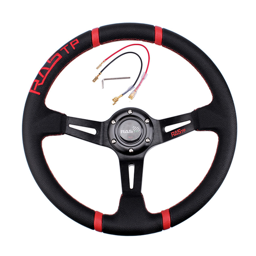 Rastp Custom-rennlenkrad, 35 Cm (14 Zoll), Handgenäht – [ras-logo] Schwarz