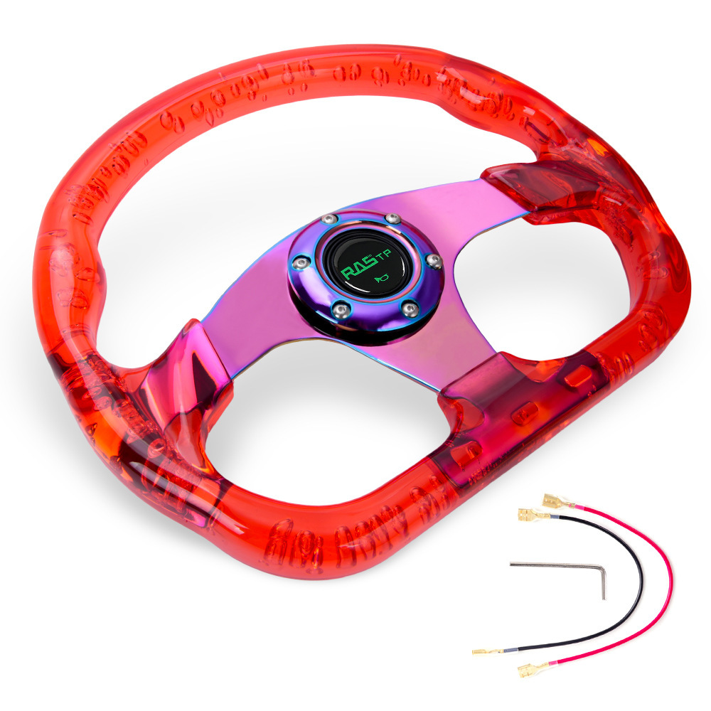 Auto-tuning-zubehör: 320 Mm Acryl-rennlenkrad Typ D Mit Kristallrahmen, 13 Zoll – Acryl – Rot-orange