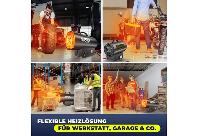 Masko® Gasheizgebläse Mit Schlauch Und Druckminderer - 30 Kw, Schwarz