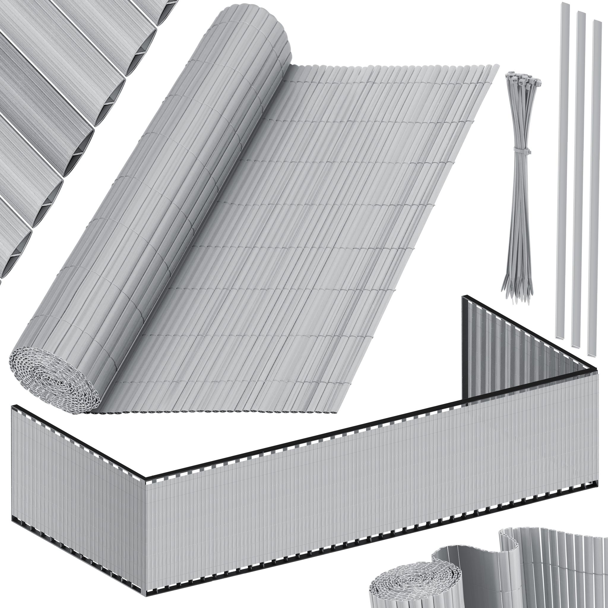 Kesser® Pvc Sichtschutzmatte, Blickdicht, Windfest - 160 X 400 Cm, Hellgrau
