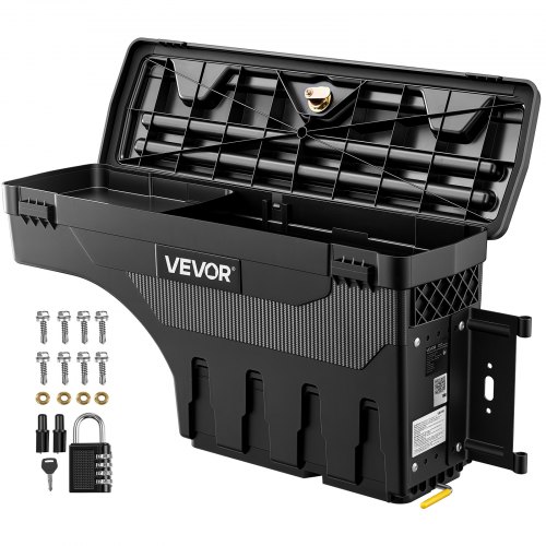 VEVOR Aufbewahrungsbox für Lkw-Bett 25 L Wasserdicht ABS Werkzeugbox Schwarz 180° Ausschwenkbar, mit Kombinationsschloss, für Dodge Ram 1500 (2019–2023), Beifahrerseite Rechts (Bohren Erforderlich)