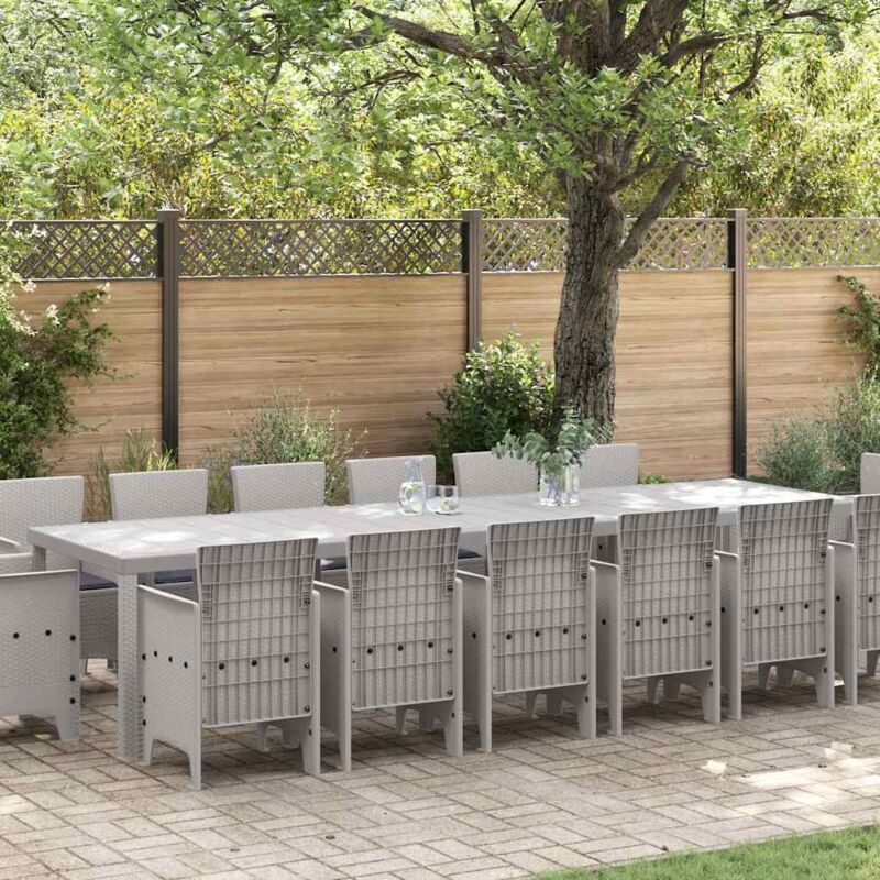 Garten Essgruppe 15 Pcs Hellgrau Polt Rattan Vidaxl