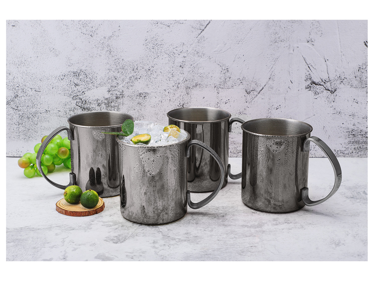 Moscow Mule Becher Set 4tlg, 1000 ml, schwarz