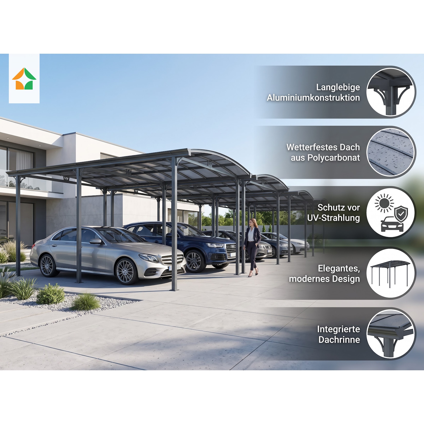 Aluminium Wohnmobil-Carport Premium ca. 760 x 360 x 360 cm – Anthrazit