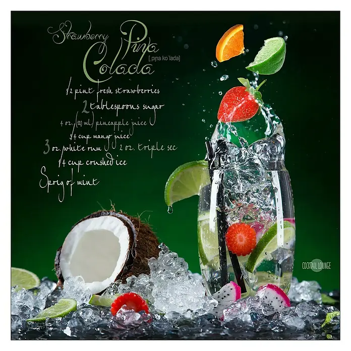 Glasbild (Cocktails I, B x H: 20 x 20 cm)