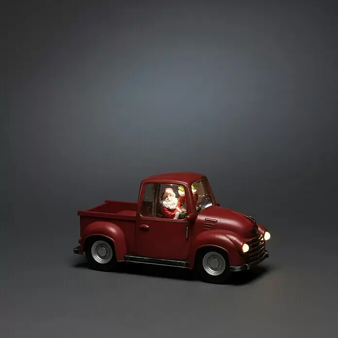 Konstsmide LED-Weihnachtsdekoleuchte Weihnachtsmann mit Pick-up (12,5 x 30 x 15,5 cm, Rot, Batteriebetrieben, LED)