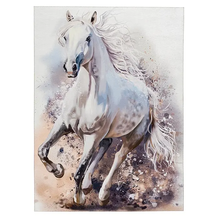 Kayoom Kinderteppich Sympathy Kids 245 White Horse (Weiß, 230 x 160 cm, 100 % Polyester)