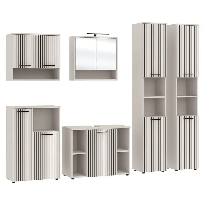 Respekta Badmöbel-Set Lina (Gesamtbreite Badmöbel: 255 cm, Kaschmir, Matt, Mit Beleuchtung)