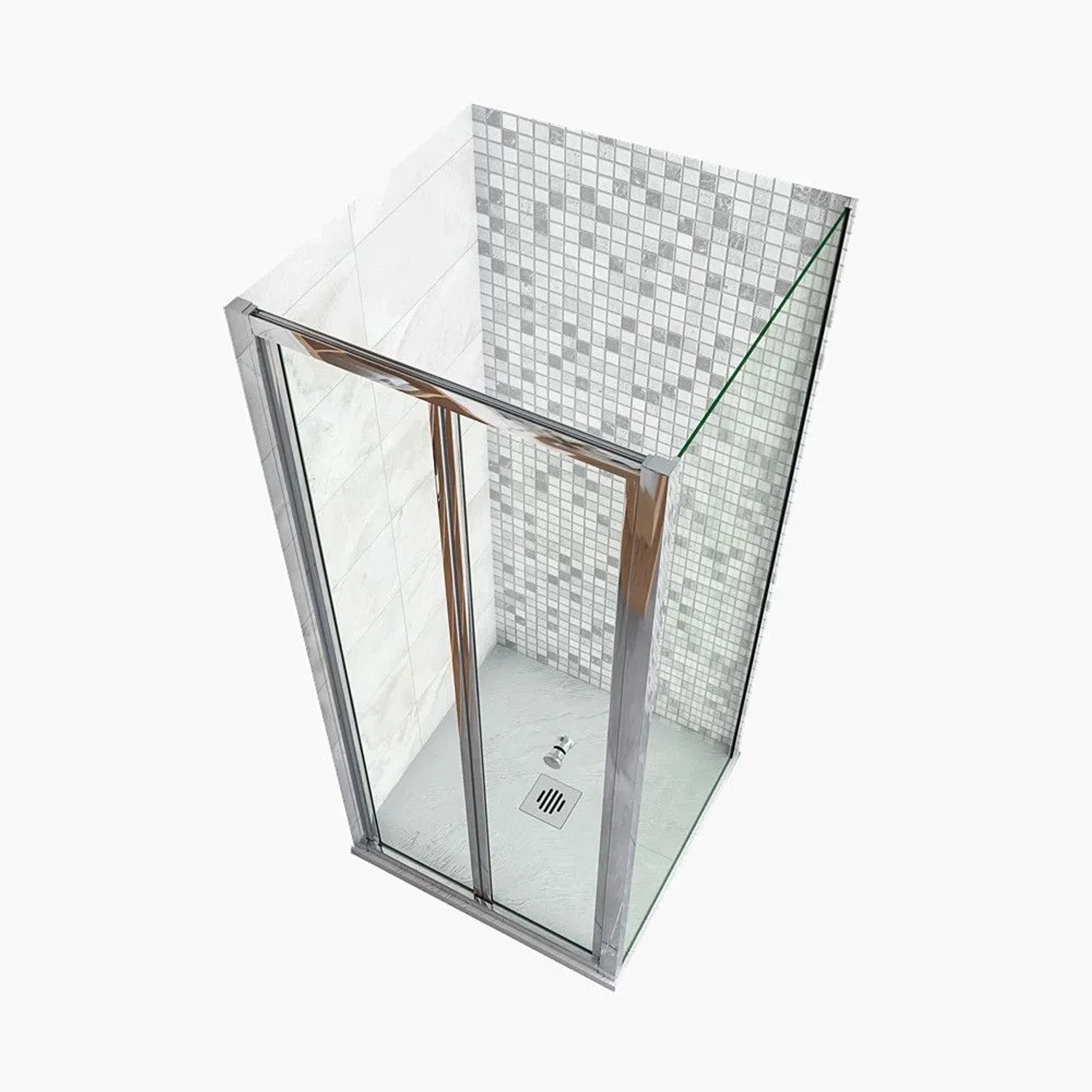 Duschparadies 100 x 80 x 195cm Duschkabine Falttür Mit Seitenwand 5mm Nano Glas Dusche Hochglanz Verchromt