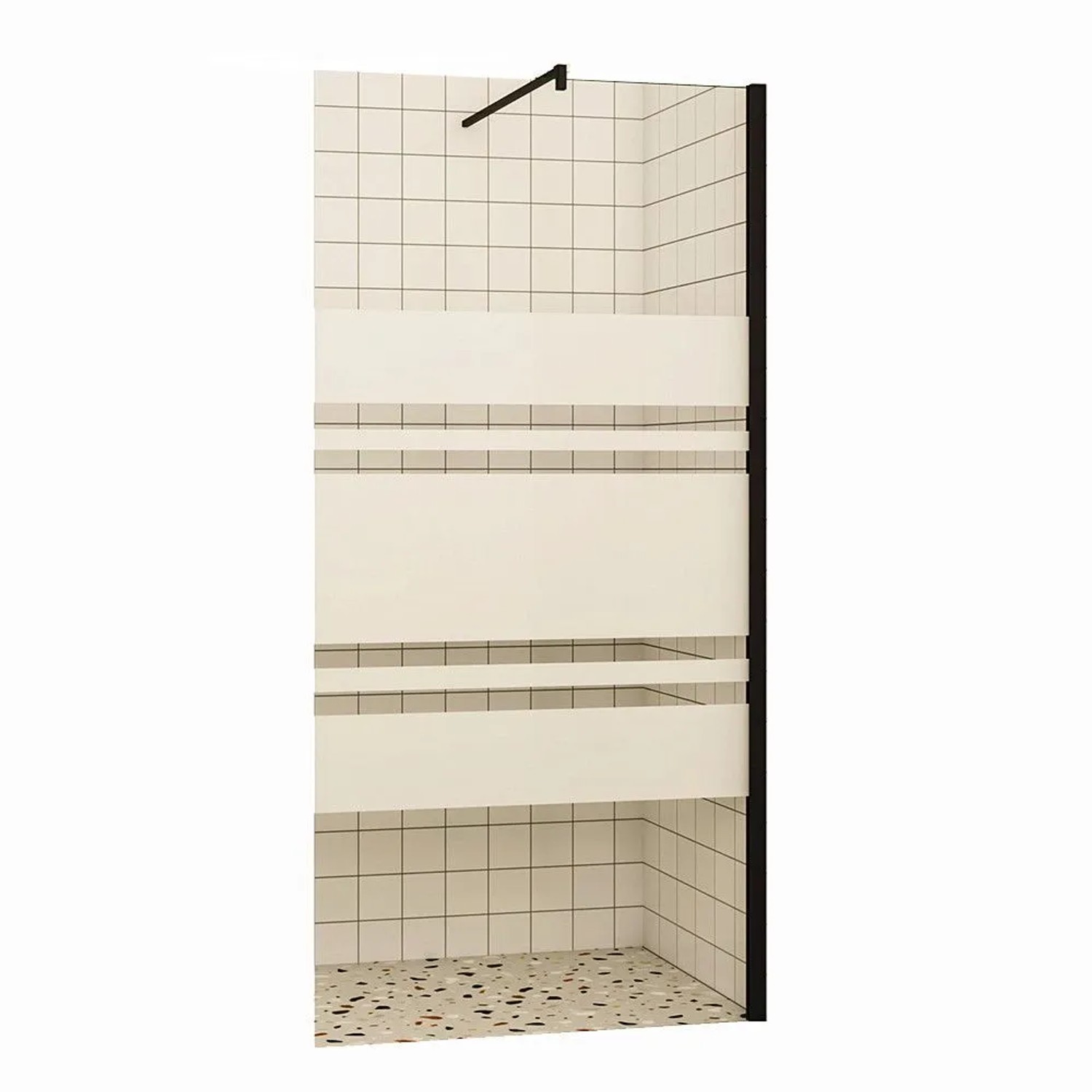 Duschparadies Walk In Duschen 50 x 200cm Duschabtrennung 10mm Nano Glas Gemustert Seitenwand Schwarz