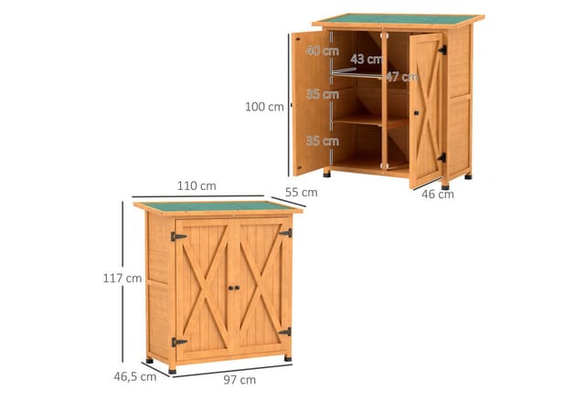 Outsunny Gartenschrank Tannenholz 110L x 55B x117H cm Gelb