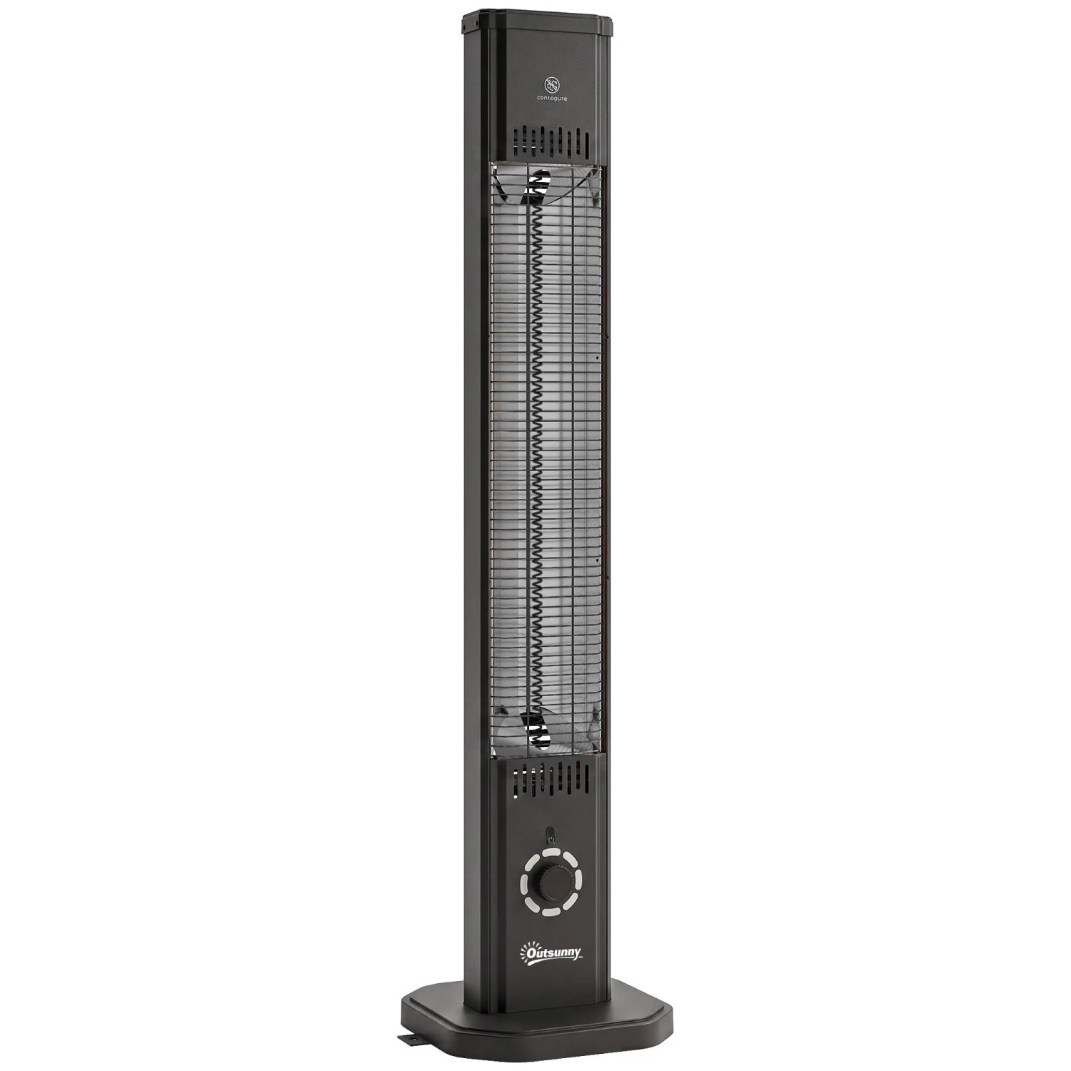 Outsunny Infrarot Heizstrahler Metall Kohlefaser 30,5L x 25B x 104,6H cm Schwarz