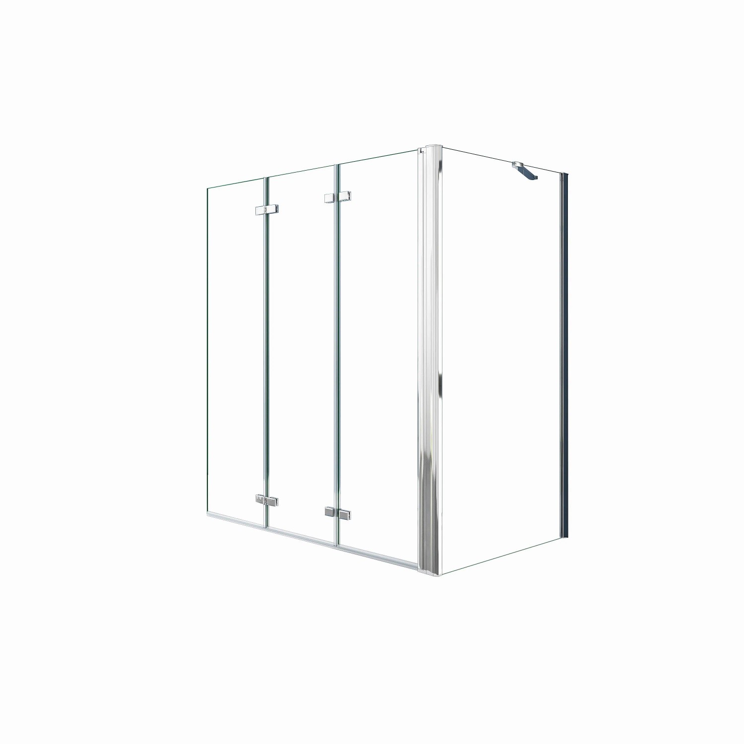 Duschparadies Badewannenaufsatz 130 x 75 x 140cm Faltwand Mit Seitewand 6mm Nano Glas Badewannenfaltwand 3tlg Chrom