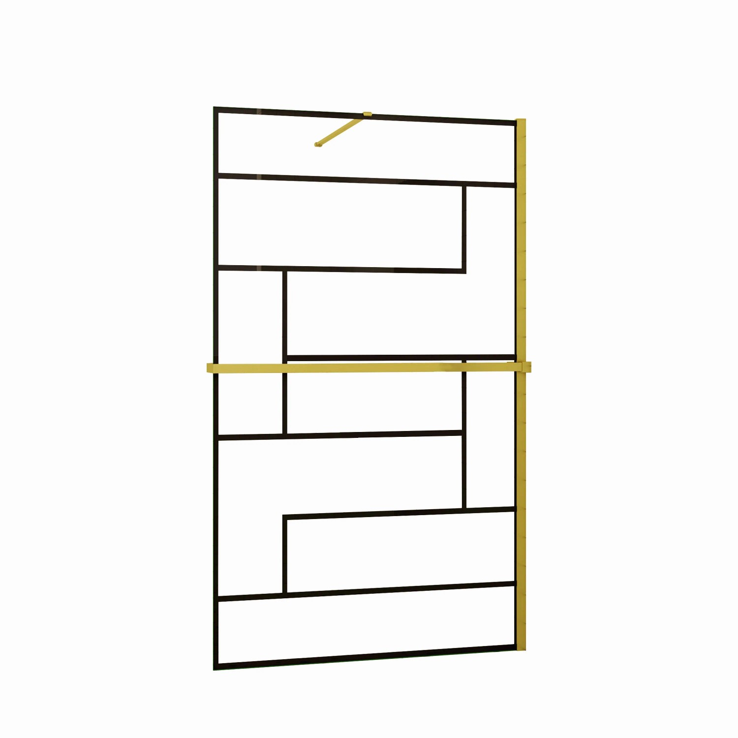 Duschparadies Walk-in Duschen 90 x 200cm Mit Duschregal Handtuchhalter 8mm Nano Glasdekor Gitter Goldrahmen