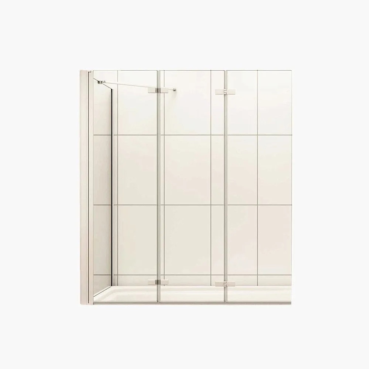 Duschparadies Badewannenaufsatz 130 x 70 x 140cm Faltwand Mit Seitewand 6mm Nano Glas Badewannenfaltwand 3tlg Alu Silber Matt