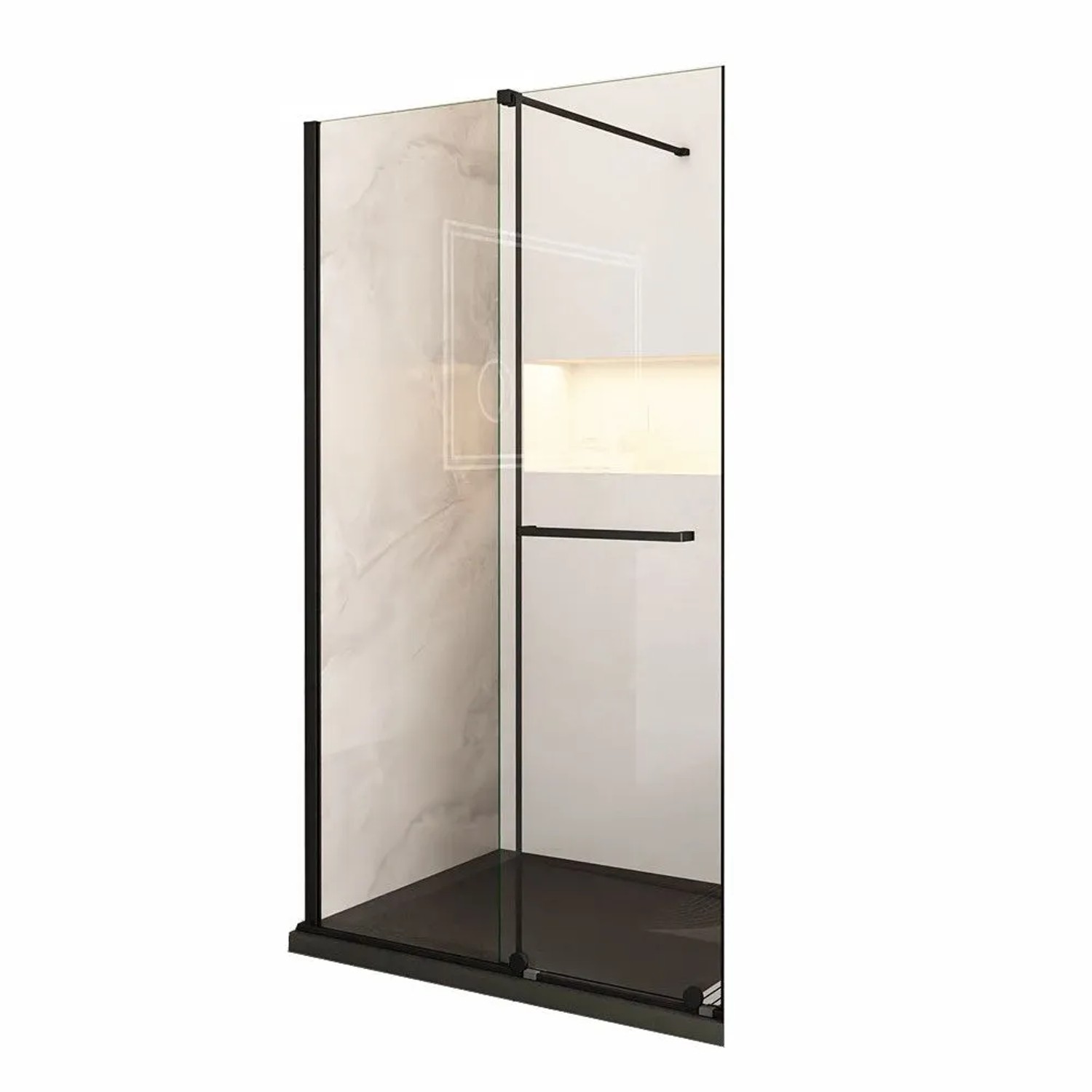 Duschparadies Duschtür Schiebetür 120 x 200cm Nischentür Mit Handtuchhalter 8mm Nano Glas Schwarz