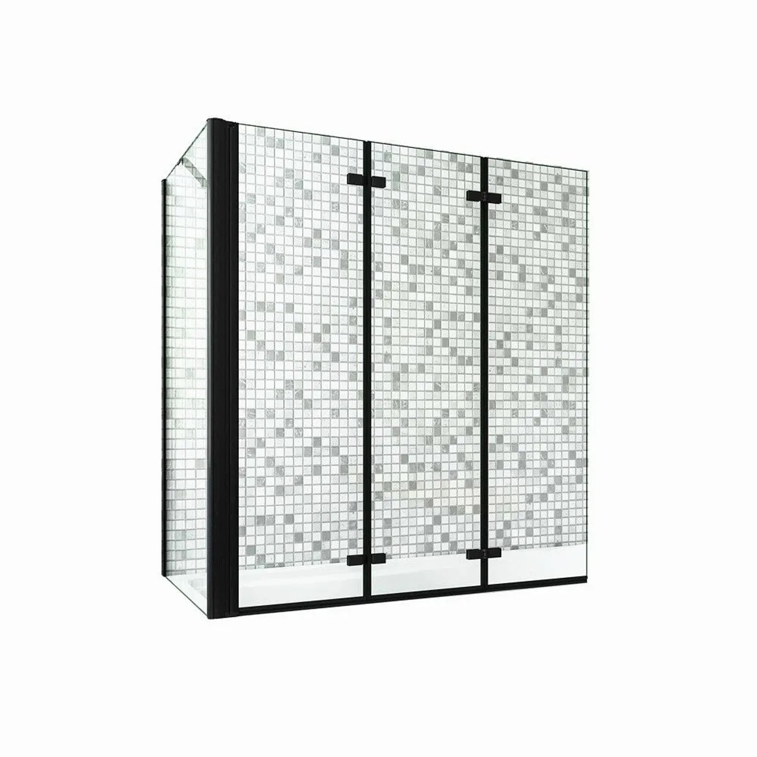 Duschparadies Badewannenaufsatz 130 x 70 x 140cm Faltwand Mit Seitewand 6mm Nano Glas Badewannenfaltwand 3tlg Schwarz