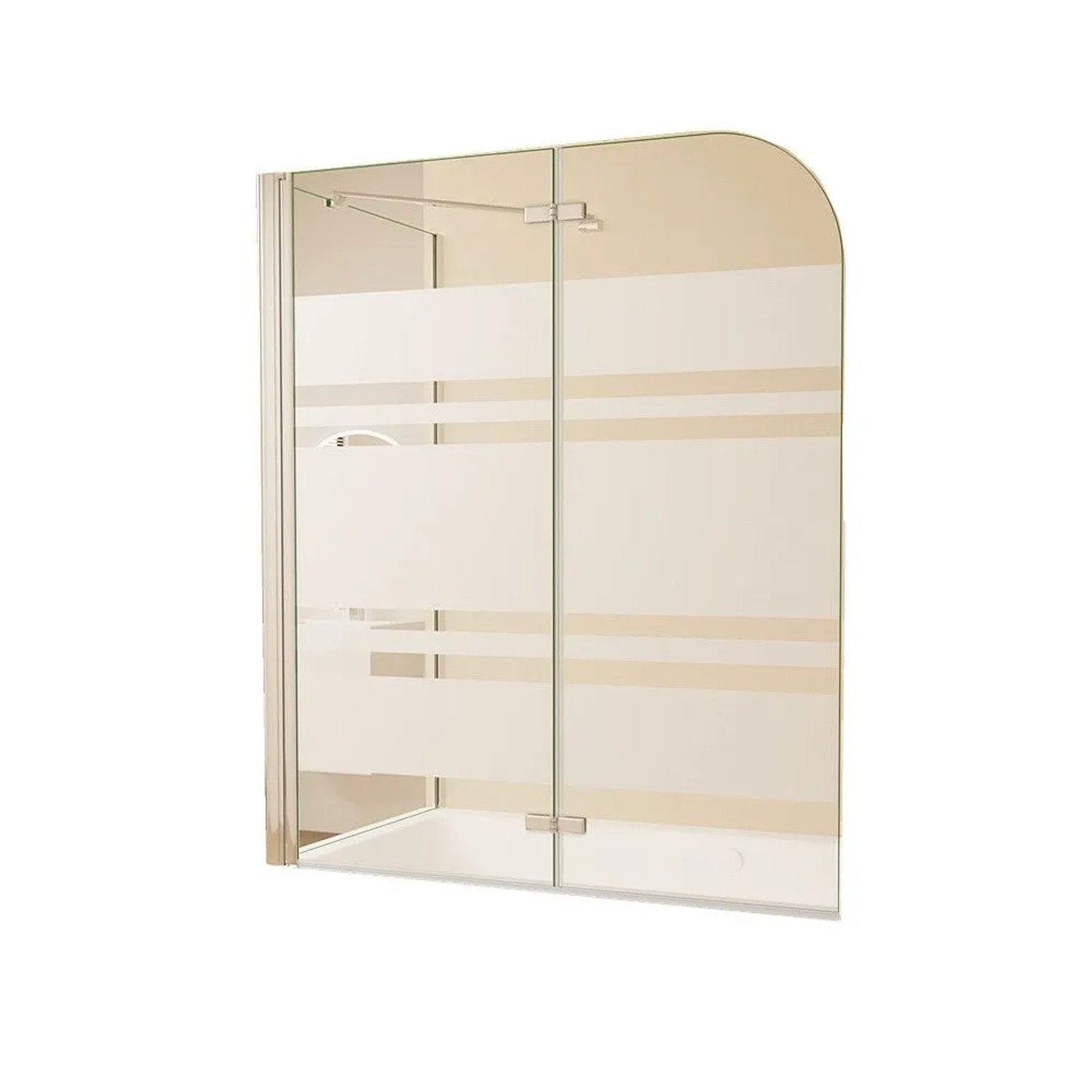 Duschparadies Badewannenaufsatz 110 x 60 x 140cm Faltwand Mit Seitewand 6mm Nano Glas Gestreiftesglas Badewannenfaltwand 2tlg Chrom