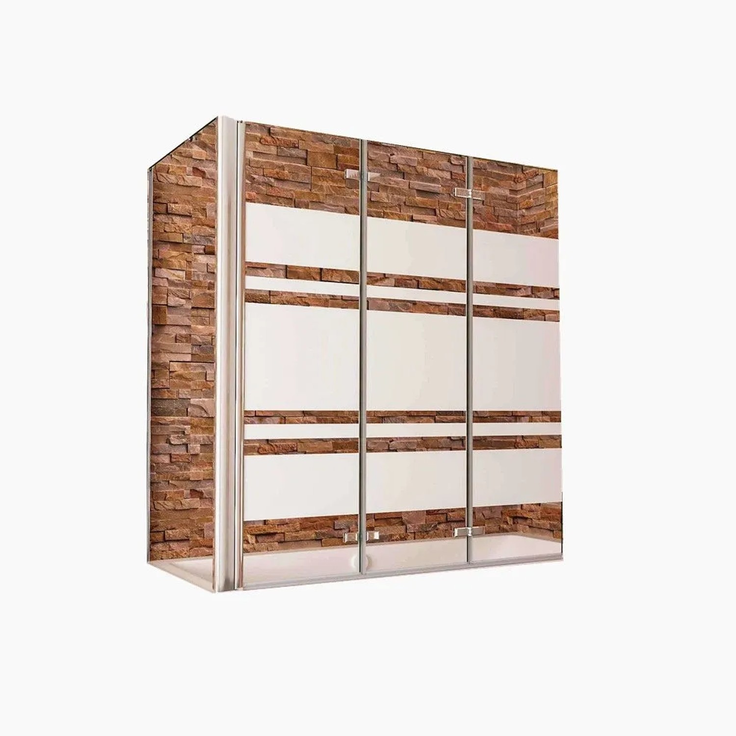Duschparadies Badewannenaufsatz 140 x 70 x 140cm Faltwand Mit Seitewand 6mm Nano Glas Gestreiftesglas Badewannenfaltwand 3tlg Chrom