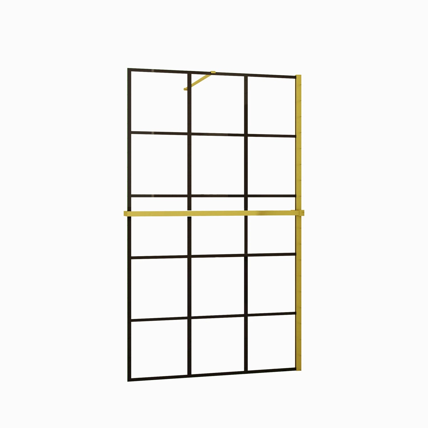 Duschparadies Walk-in Duschen 140 x 200cm Mit Duschregal Handtuchhalter 8mm Nano Gittermuster Goldrahmen