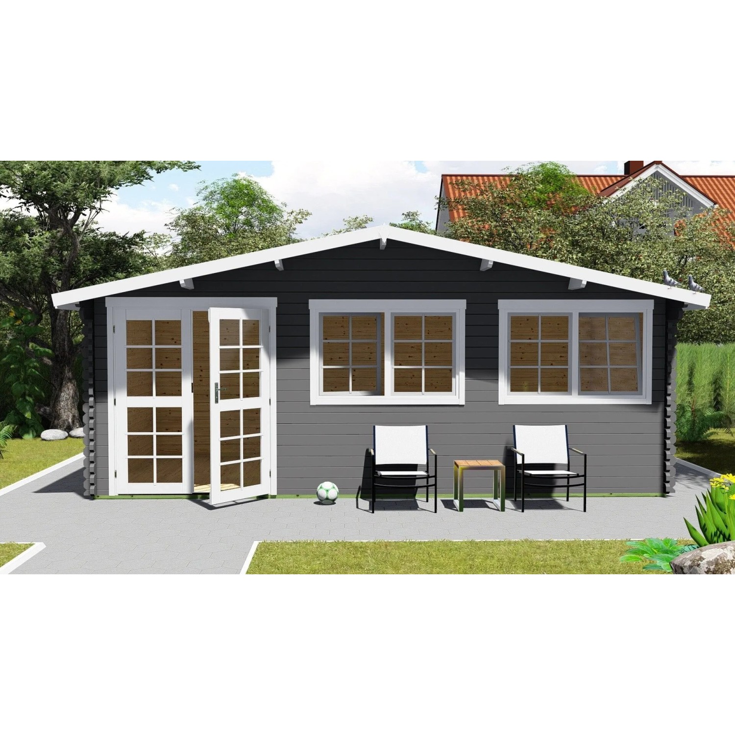 Finn Art Blockhaus 40mm Holz-Gartenhaus 6x4 m Norwegen 53 mit Doppeltür ohne Fußboden