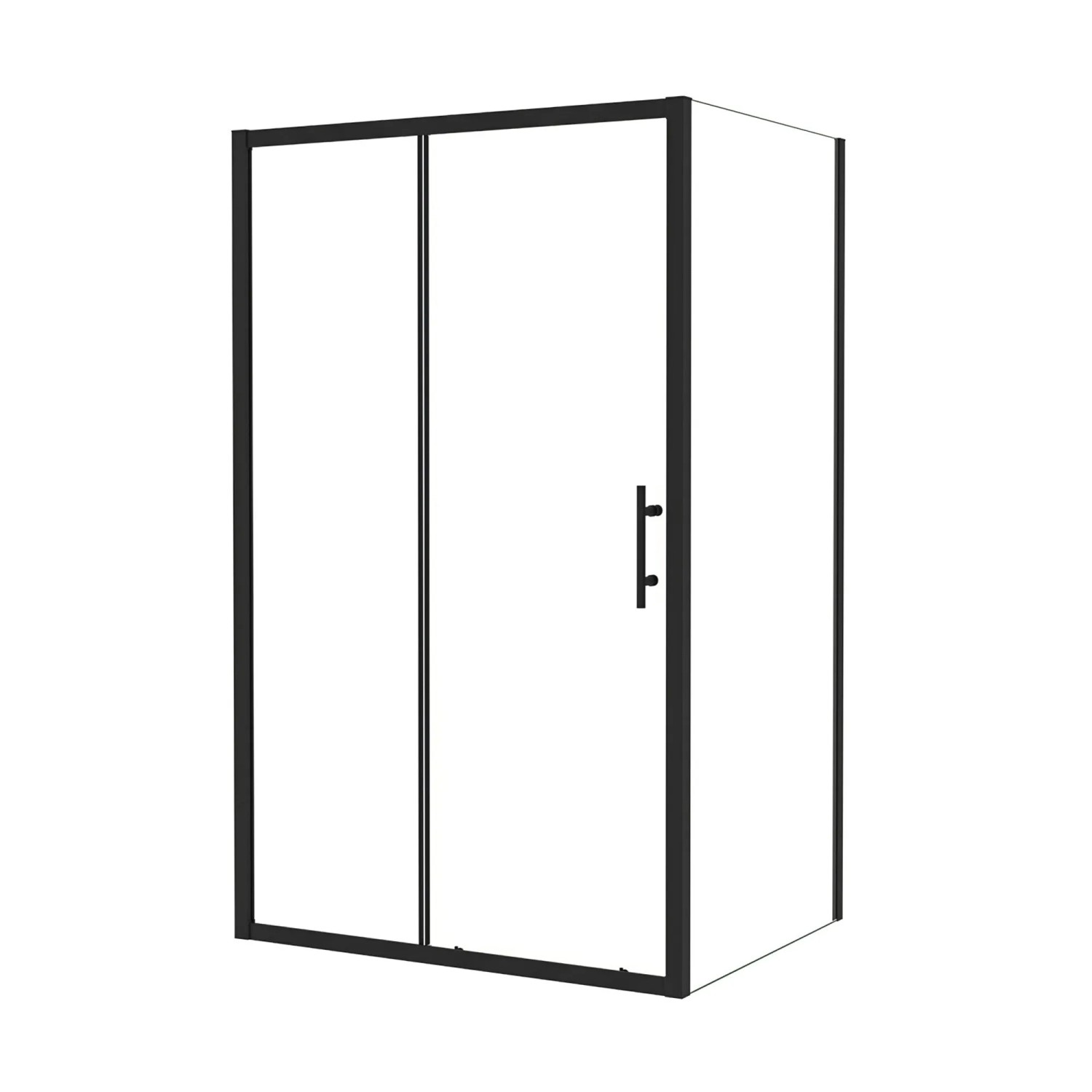 AICA Duschtür Duschkabine 100 cm Schiebetür mit 90 cm Seitenwand H 195 cm Duschabtrennung 5 mm ESG Sicherheitsglas Mattschwarz
