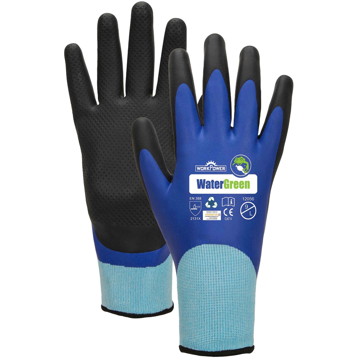 Workpower Handschuh Water Green 12056 Royal-Schwarz Gr. 9