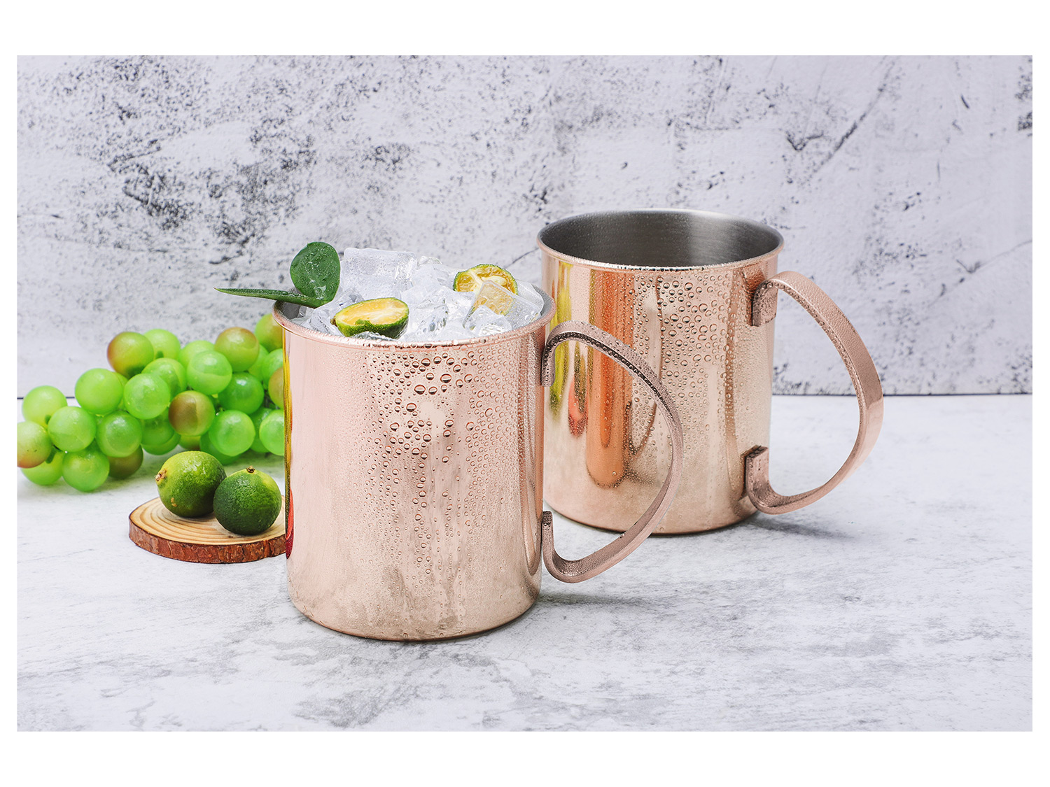 ECHTWERK Moscow Mule Becher Set aus Edelstahl (2tlg, Kupfer, 480 ml)