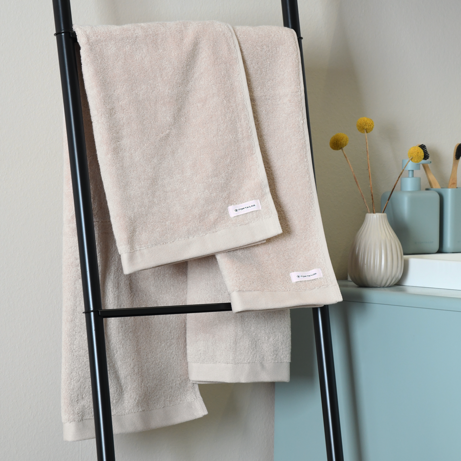 TOM TAILOR 2er Handtuch Set, 50 x 100 cm (Beige)