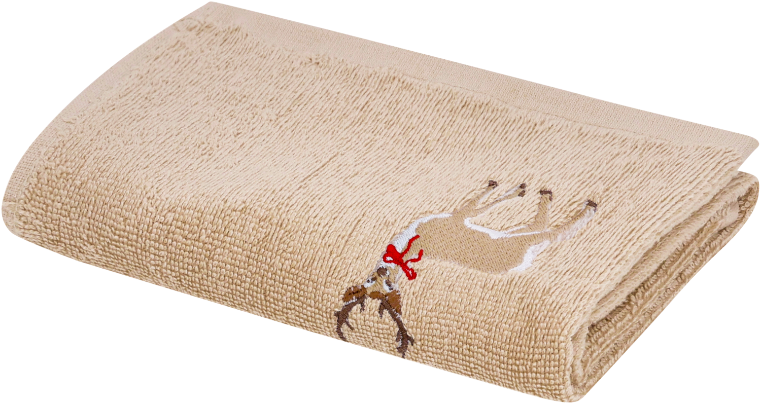 LIVARNO® Frottier-Gästetücher / Handtuch (3x, Beige)