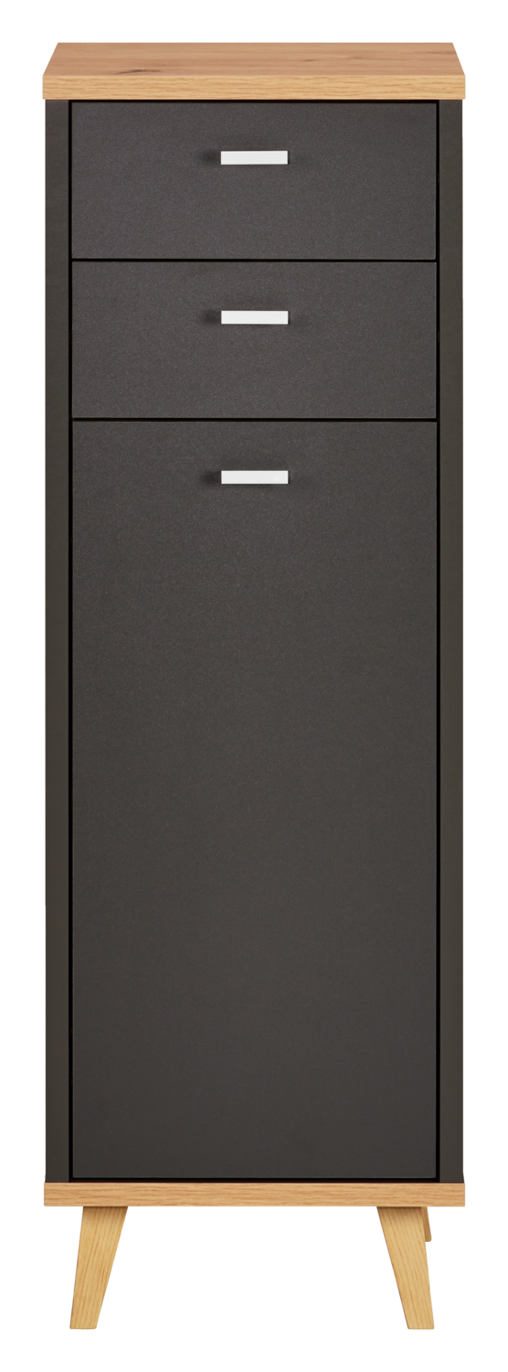 LIVARNO® Seitenschrank Corfu mit 1 Tür und 2 Schubkästen Eiche Artisan/anthrazit