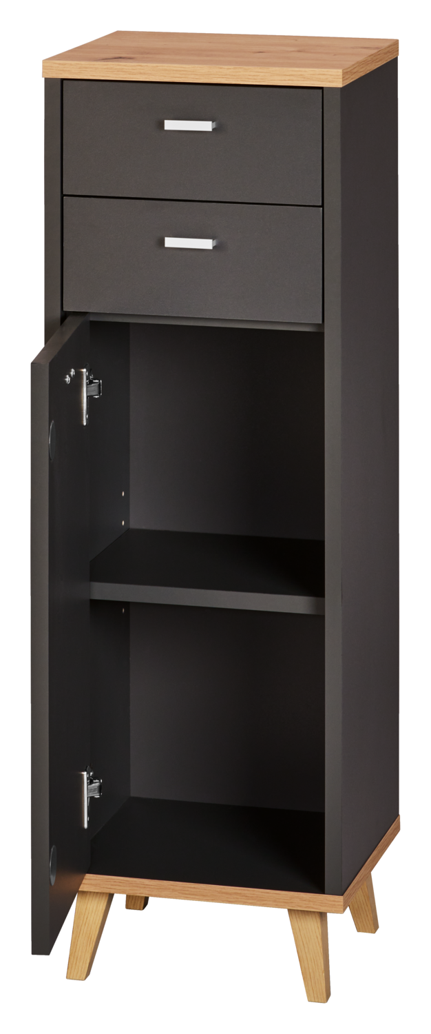 LIVARNO® Seitenschrank Corfu mit 1 Tür und 2 Schubkästen Eiche Artisan/anthrazit Bild 2