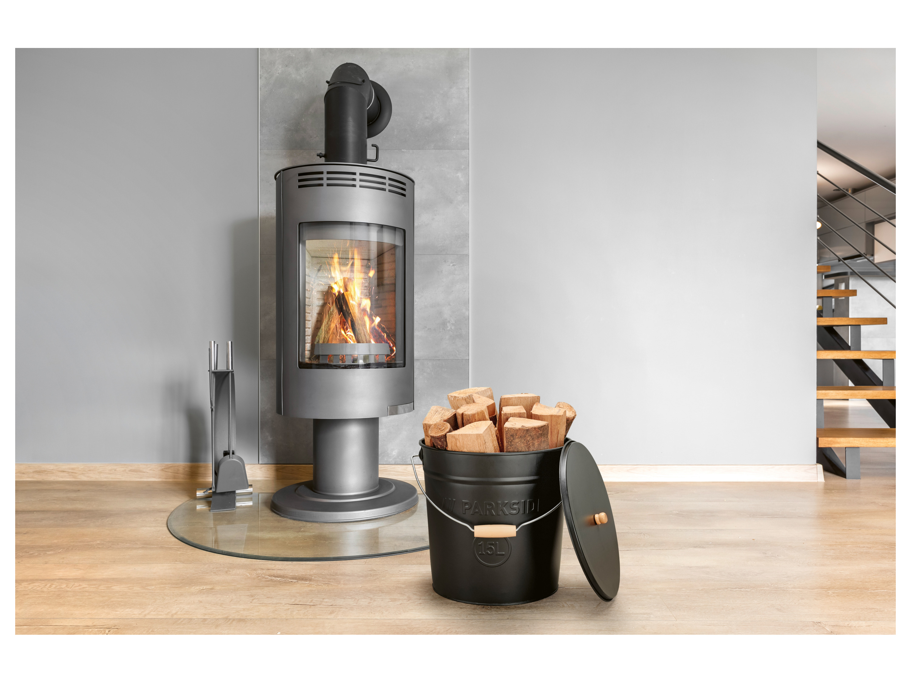 PARKSIDE® Asche-Eimer, mit Deckel, 15 l (Schwarz) Bild 2