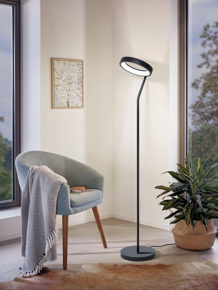 EGLO LED Stehlampe MARGHERA-C, CCT - über Fernbedienung, LED wechselbar, Farbwechsler, Stehleuchte, Stahl, Schwarz, Weiß, Farbtemperaturwechsel, RGB, dimmbar Bild 2
