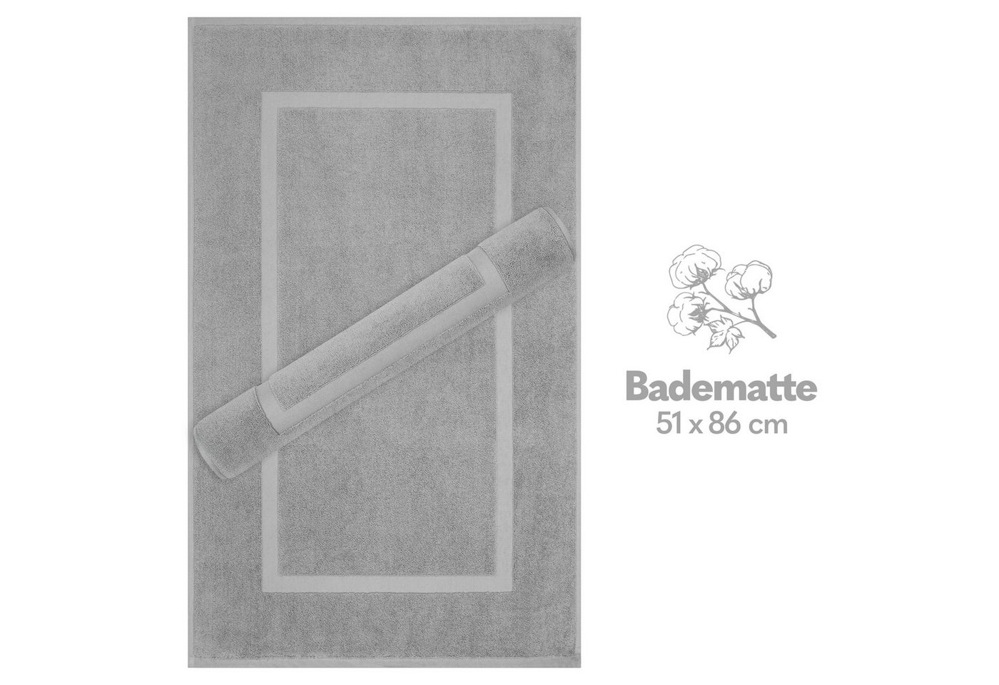HAMMETEX Badematte Hotelmatte, Duschvorleger, 51 x 86 cm, Höhe 5 mm, beidseitig nutzbar, Baumwolle, rechteckig, 2-teiliges Set, einfarbig, 900 g/m², 100% Baumwolle Bild 5
