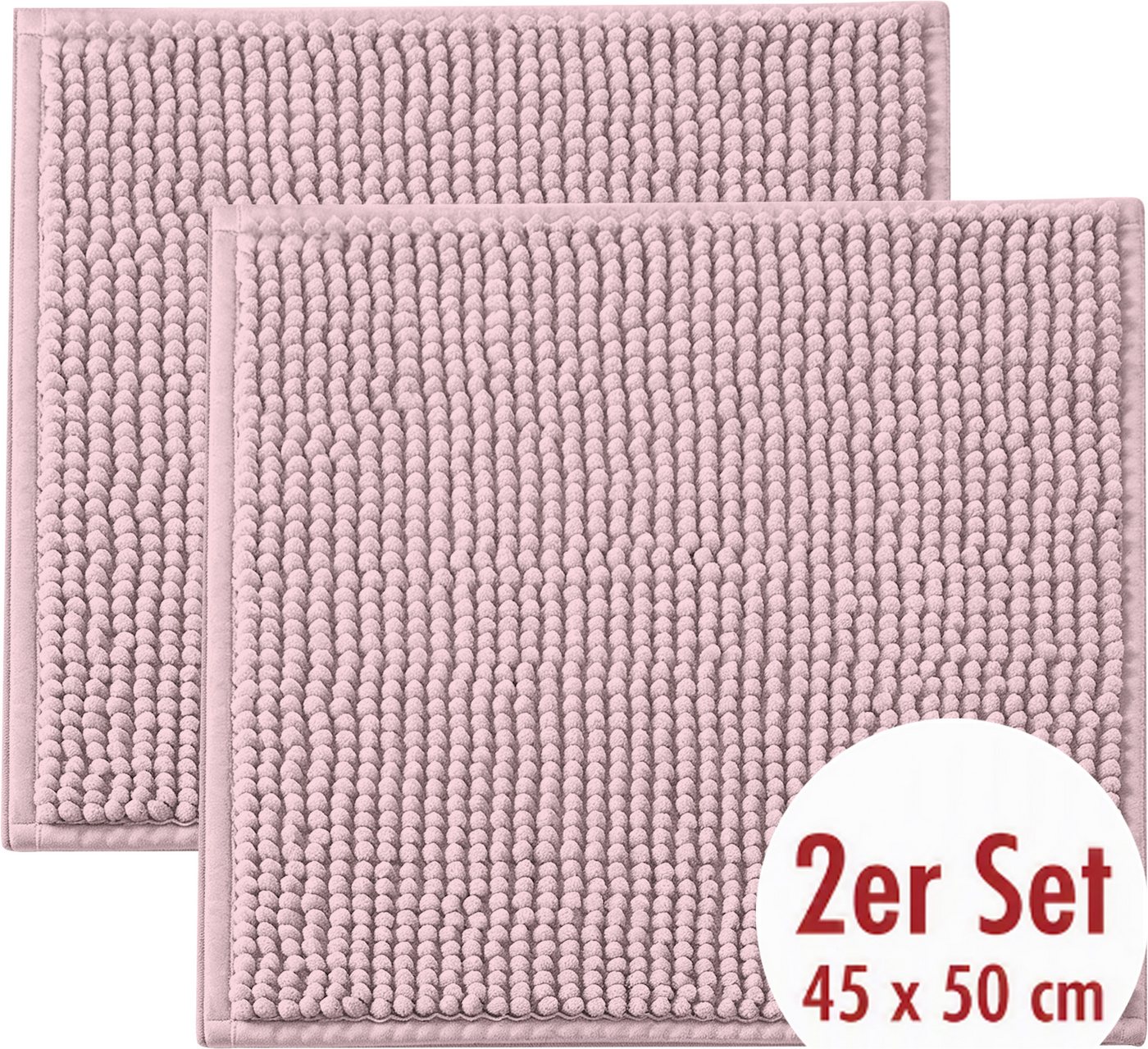 OTTO home Badematte Vanessa Chenille, Standard & Premium, 15mm oder 20mm, auch als 2er Set, rutschhemmend beschichtet, schnell trocknend, strapazierfähig, fußbodenheizungsgeeignet, Polyester, rechteckig, 2-tlg. 45 cm x 50 cm, Uni Farben, besonders weich, flauschig, Badvorleger Bild 5