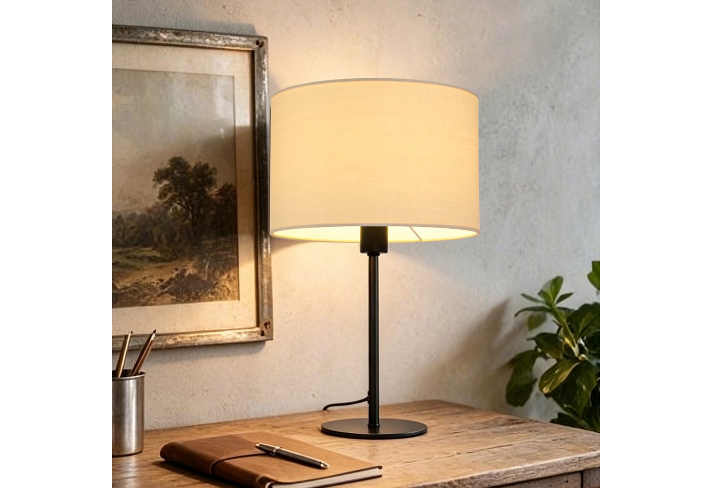OTTO home Tischleuchte Avveline - Textilschirm Tischlampe, Ein-/Ausschalter, ohne Leuchtmittel, Tischlampe mit Stoffschirm, Höhe 36 cm, Ø 23 cm, Fassung E14 Bild 3