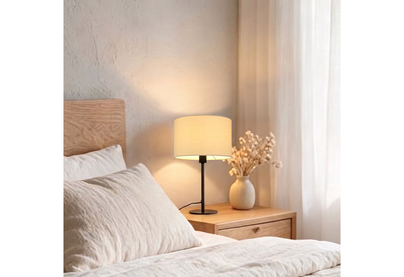 OTTO home Tischleuchte Avveline - Textilschirm Tischlampe, Ein-/Ausschalter, ohne Leuchtmittel, Tischlampe mit Stoffschirm, Höhe 36 cm, Ø 23 cm, Fassung E14 Bild 4
