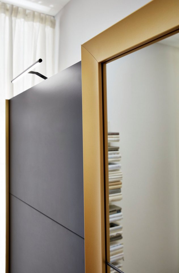Wimex Schwebetürenschrank Katar, Kleiderschrank erhältlich in den Breiten 225cm und 270cm inkl. Spiegel, Akzente in Gold
