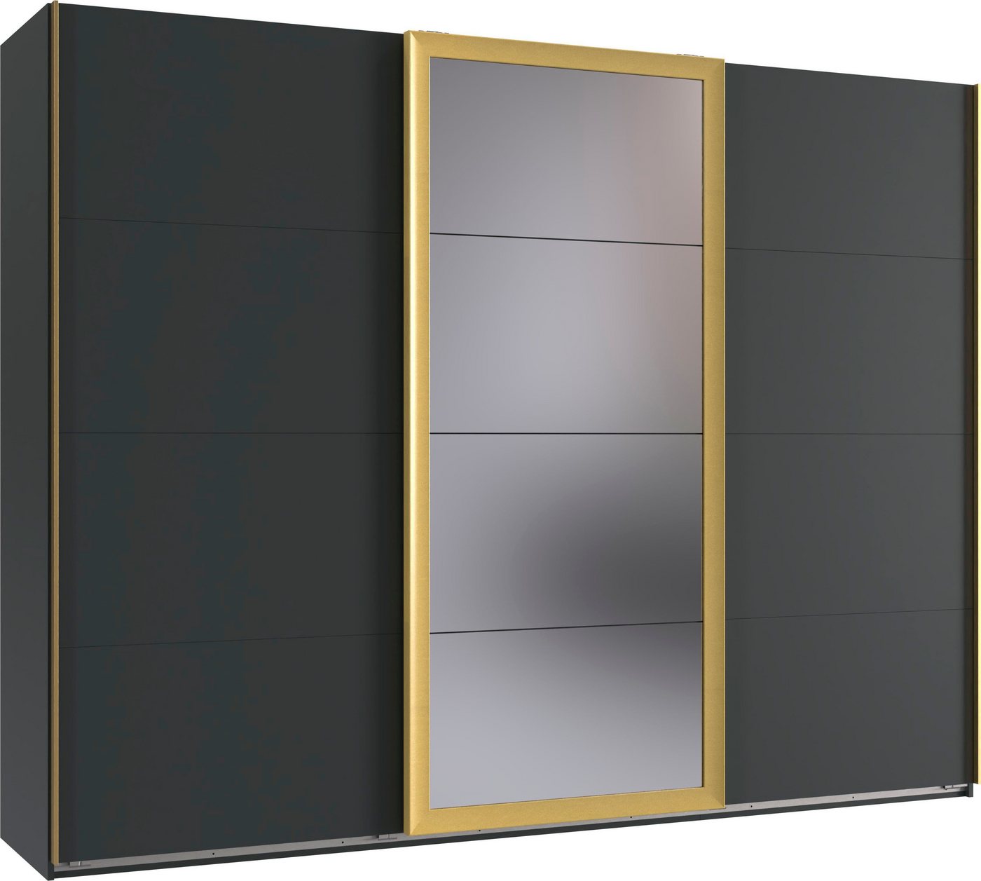 Wimex Schwebetürenschrank Katar, Kleiderschrank erhältlich in den Breiten 225cm und 270cm inkl. Spiegel, Akzente in Gold Bild 3